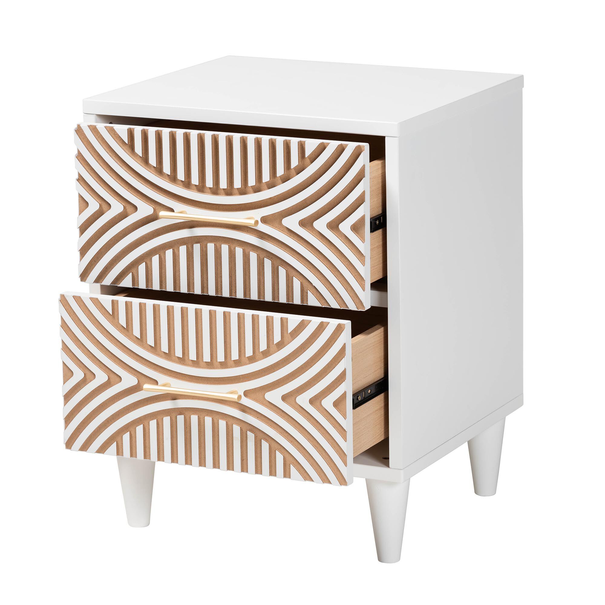Louetta Carved Contrasting Nightstand, WHITE, alternate image number 2