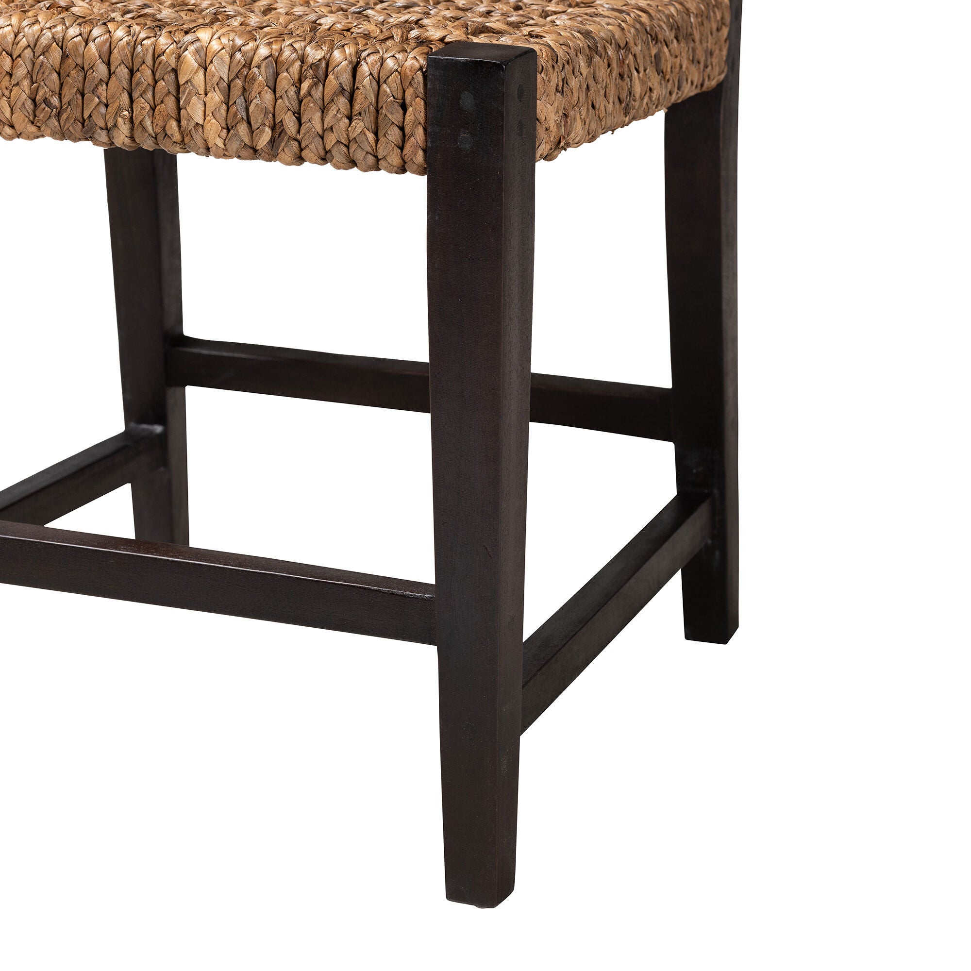 Alise Modern Bohemian Dark Brown Mahogany Wood and Seagrass Dining Chair, BROWN, alternate image number 7