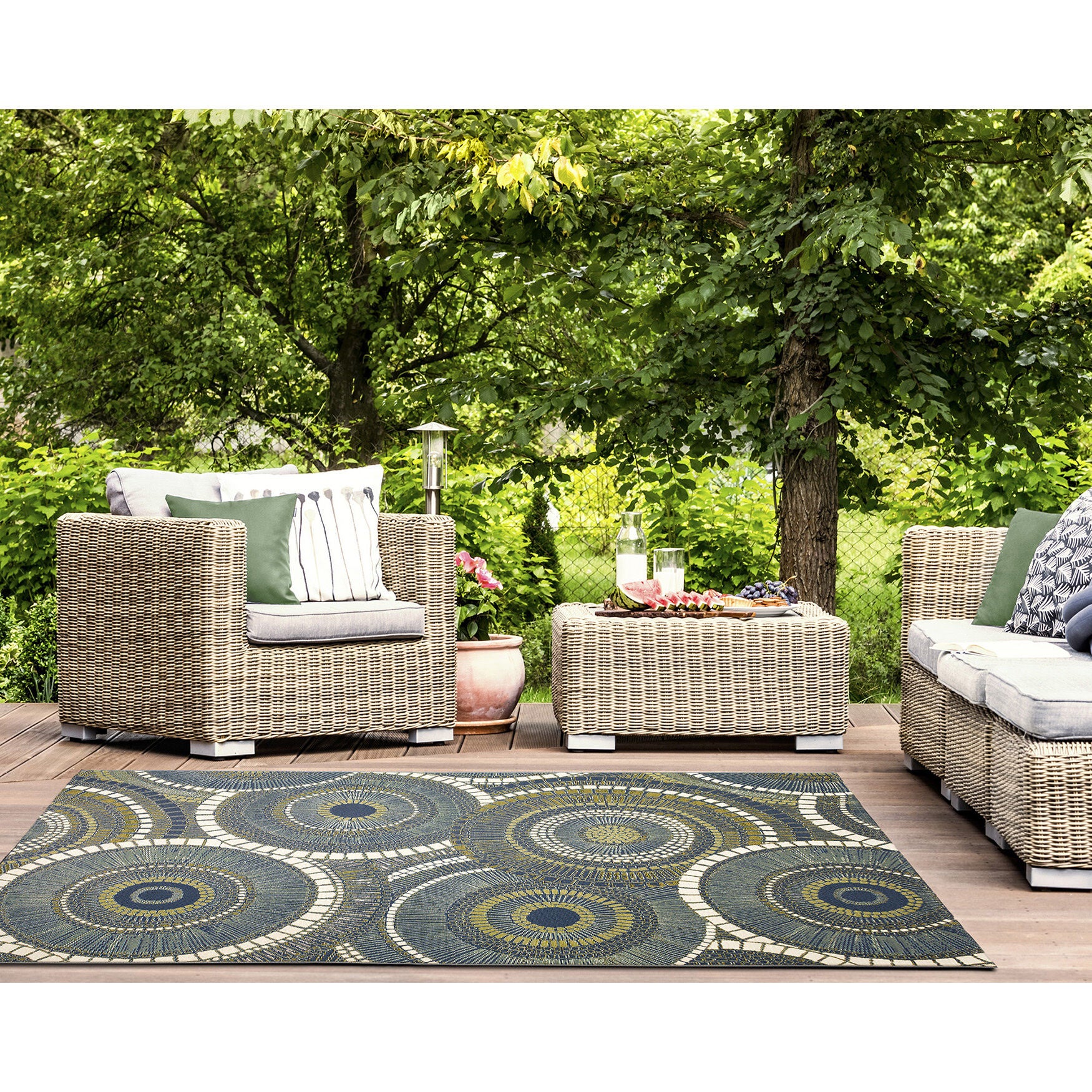 Liora Manne Marina Circles Indoor/Outdoor Area Rug Azure 6 feet 6 inches x 9 feet 4 inches, , alternate image number 5