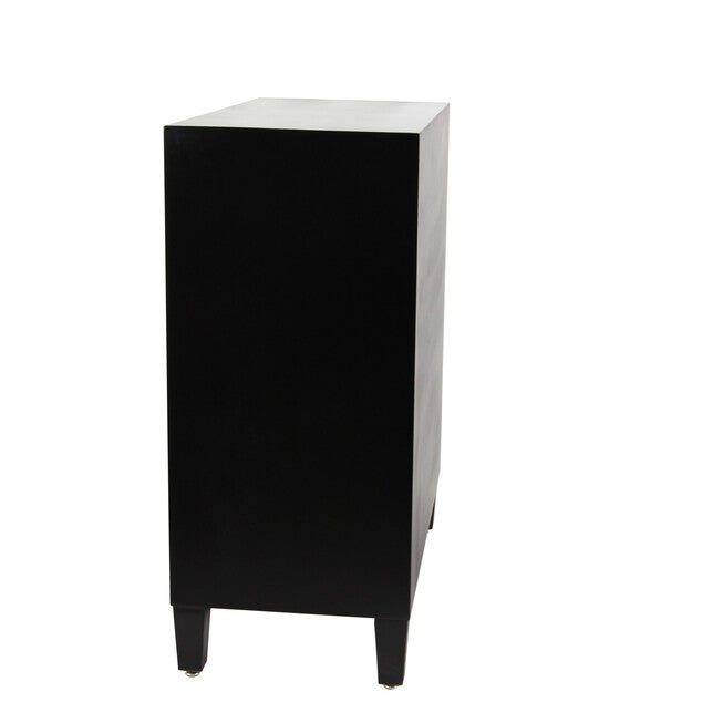 Modern Rectangular Black Wooden Crescent Moon Cabinet, 32 inchesH x 31 inchesL x 16 inchesW, , alternate image number null
