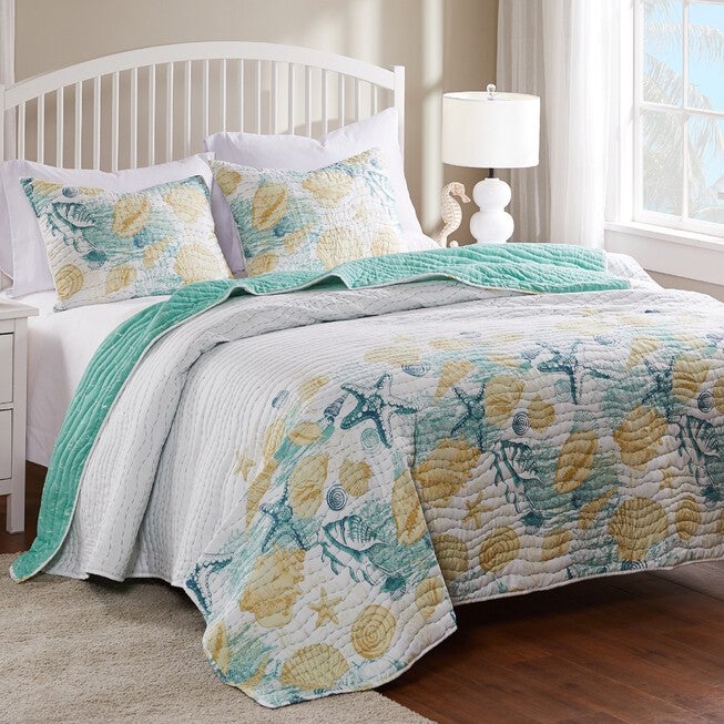 Grand Bahama Quilt and Pillow Sham Set, WHITE, hi-res image number null