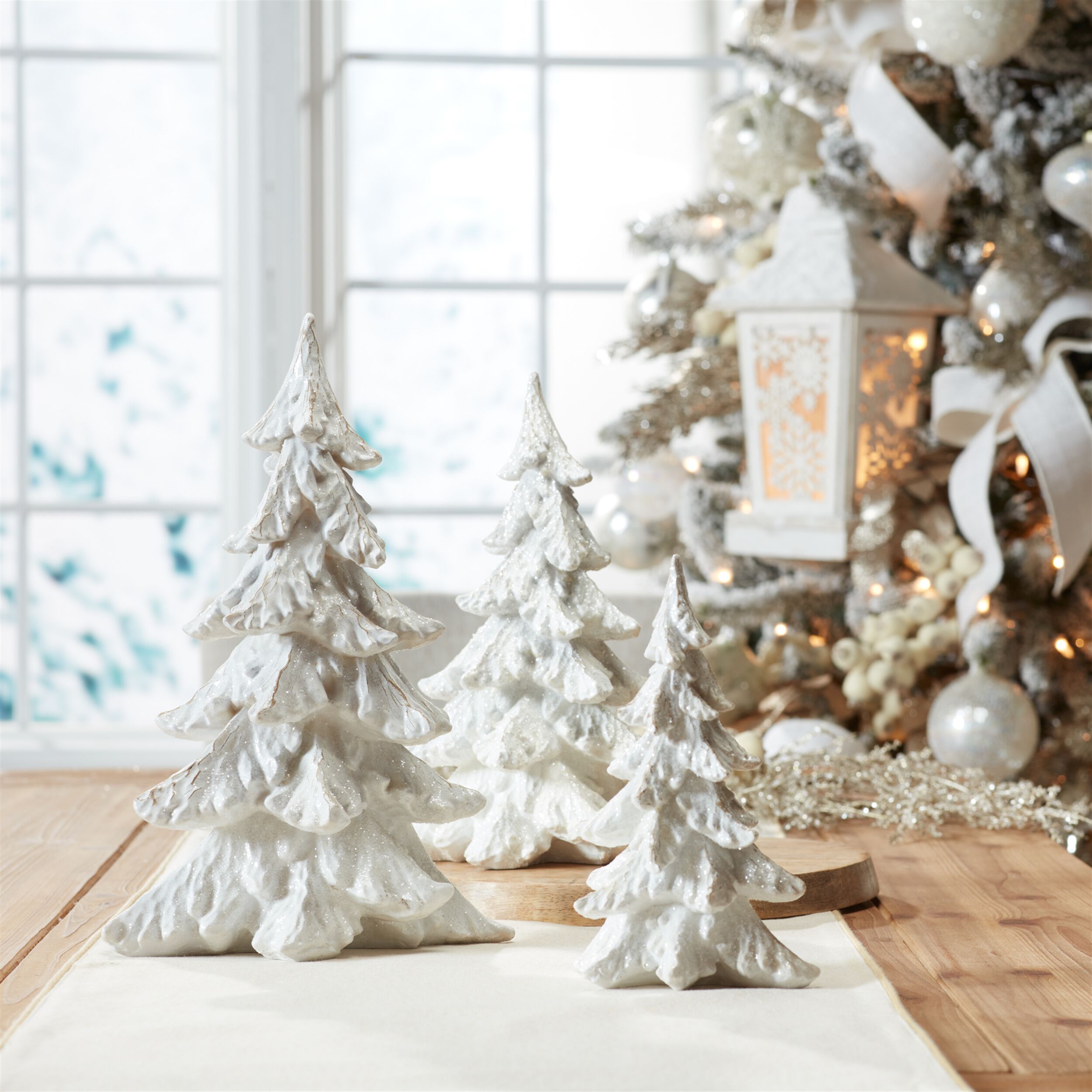 Glittered Pine Tree (Set of 3), WHITE, alternate image number 5