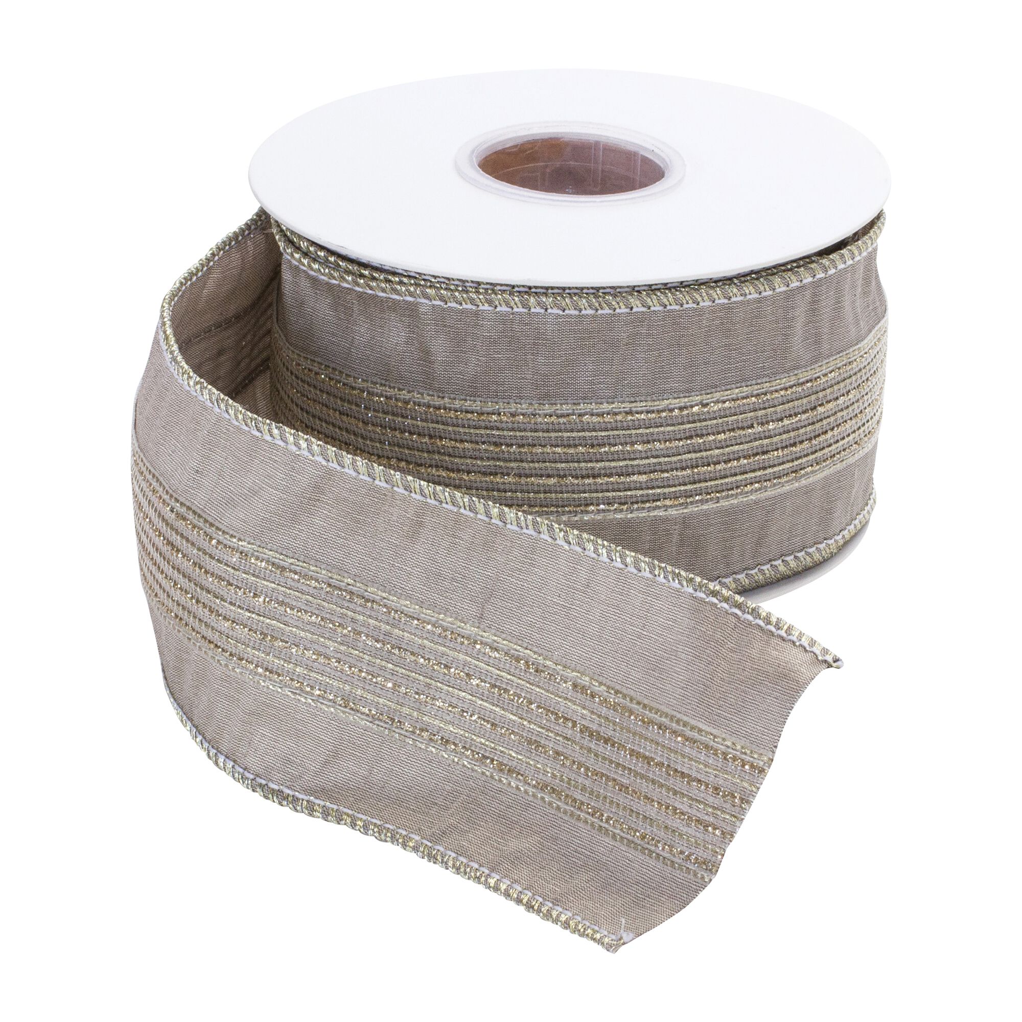 Grey Glittered Ribbon 2.5 inches x 10 yds., GREY, alternate image number 1