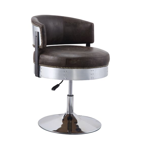 Swivel Adjustable Stool, CHOCOLATE LEATHER CHROME, hi-res image number null