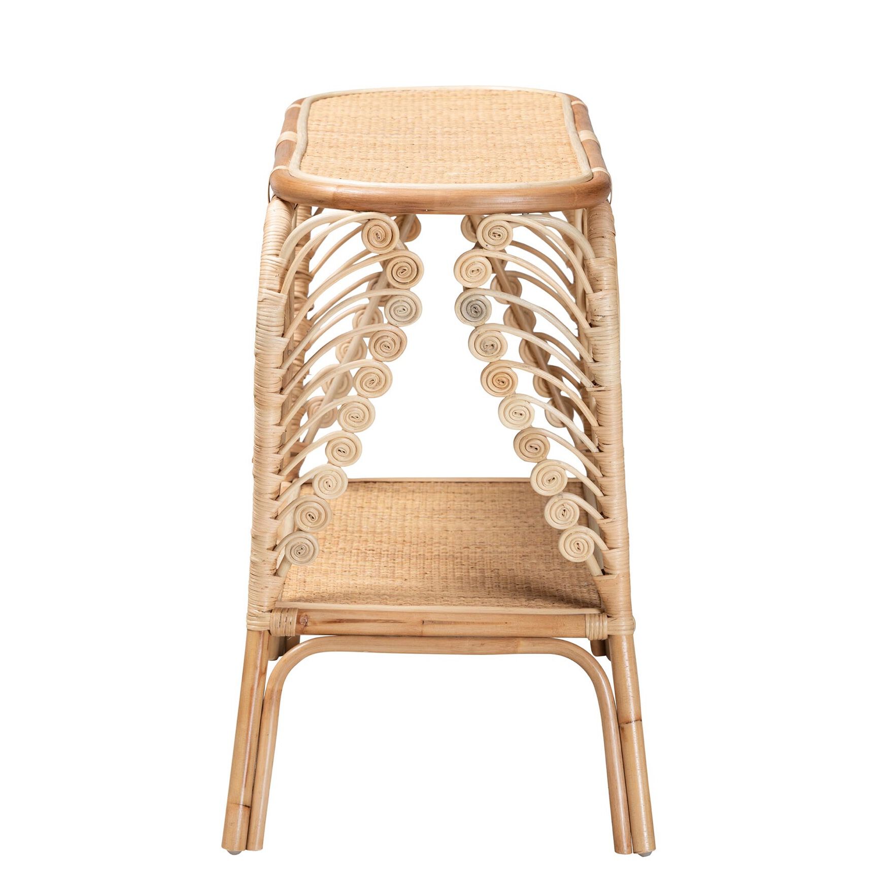 Bastet Modern Bohemian Natural Brown Rattan 2-Tier Console Table, , alternate image number 2
