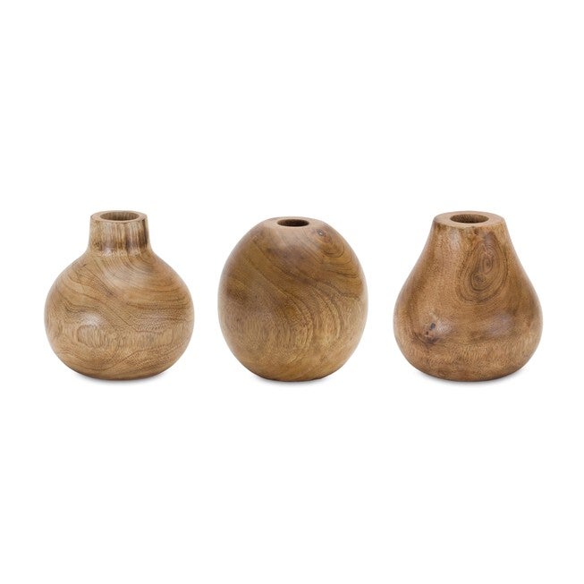 Natural Wood Bud Vase (Set of 3), BROWN, hi-res image number null