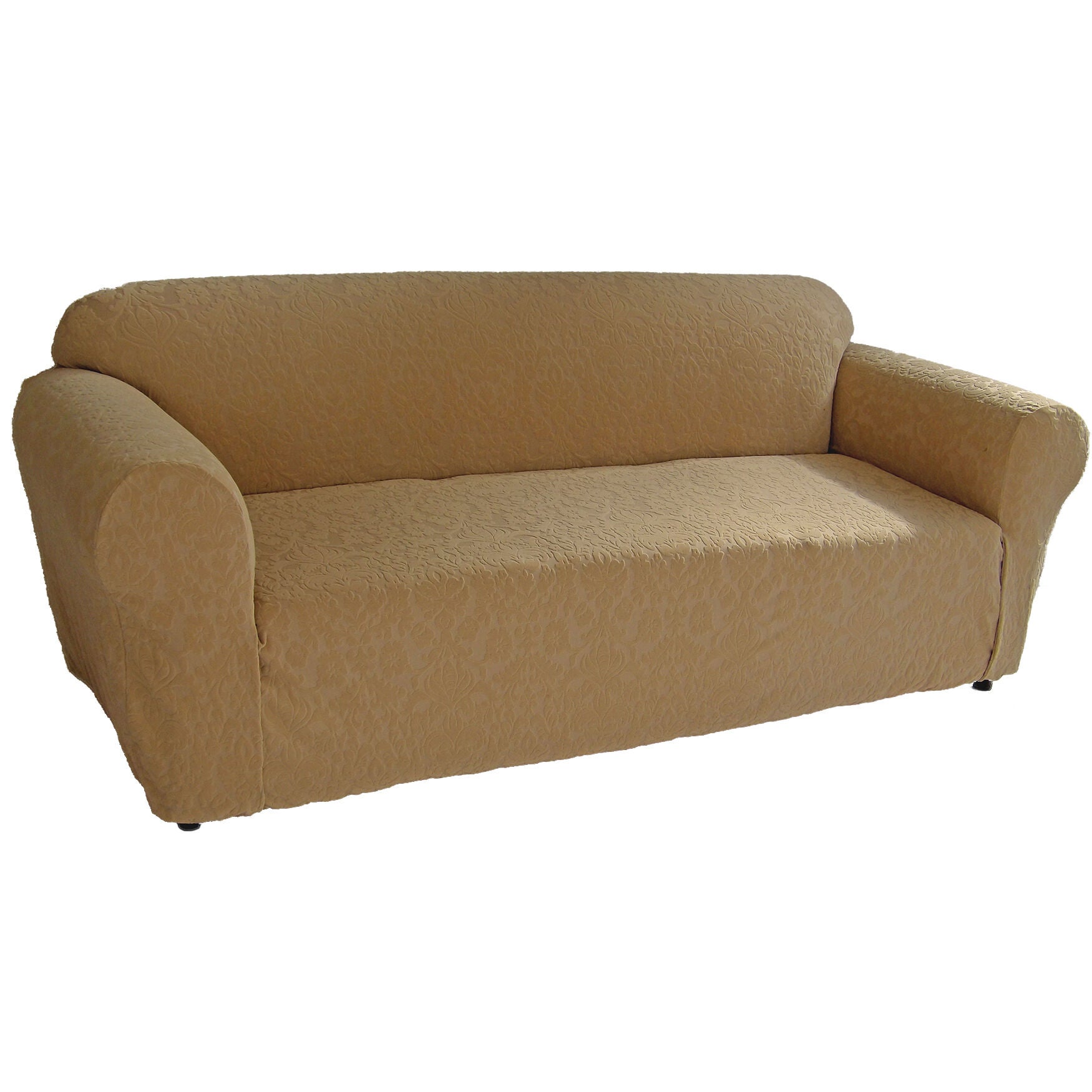 1-Pc. Floral Embossed Stretch Slipcover , GOLD, hi-res image number 0