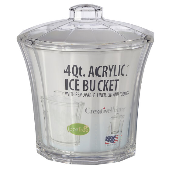 Creative Ware Futed Ice Bucket with Tongs, CLEAR, hi-res image number null