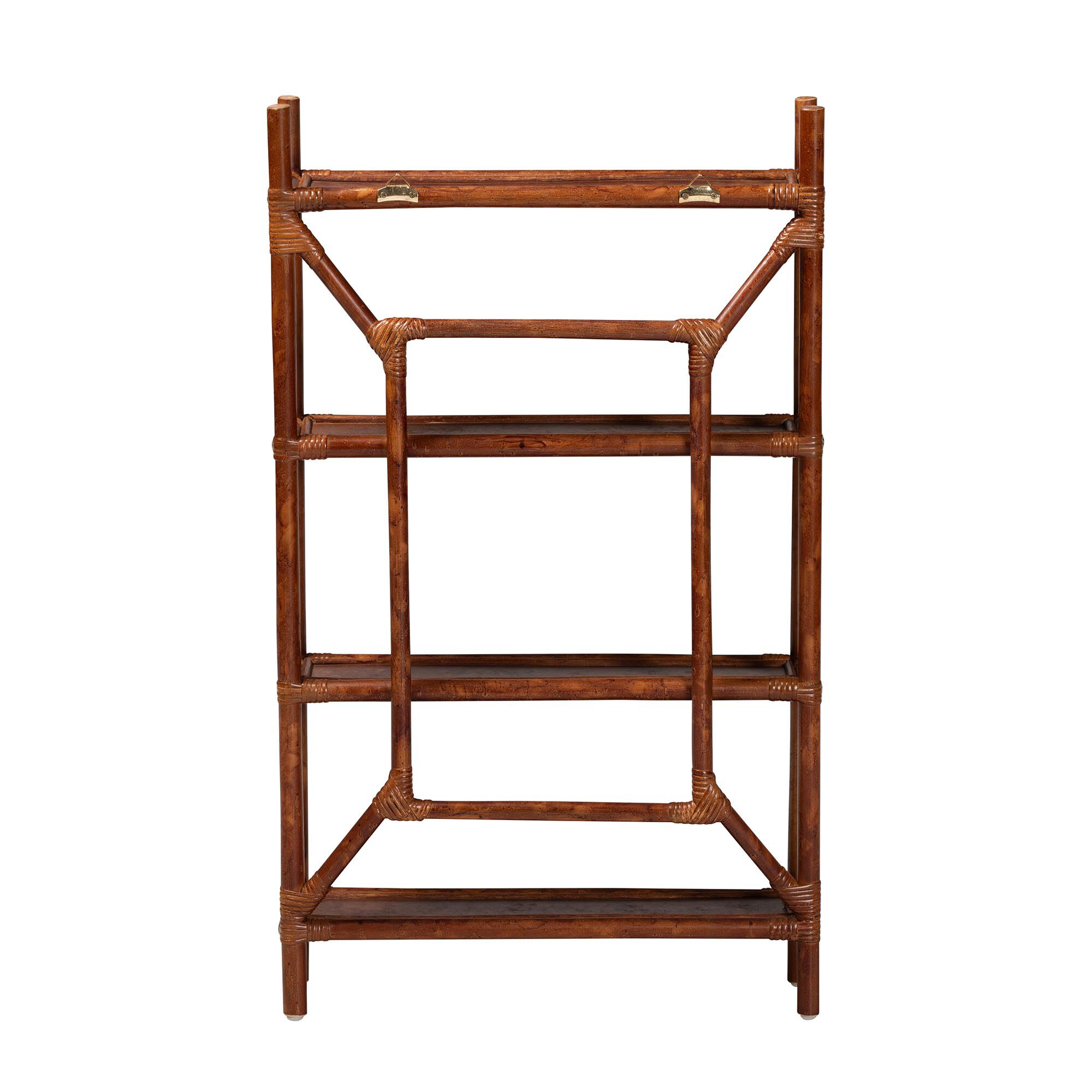 Basile Marbled Tortoise Rattan 4-Tier Wall Display Shelf, BROWN, alternate image number 4