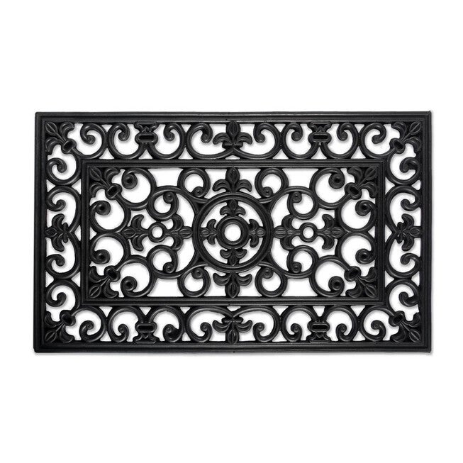 Scroll Rubber Doormat, BLACK, hi-res image number 0