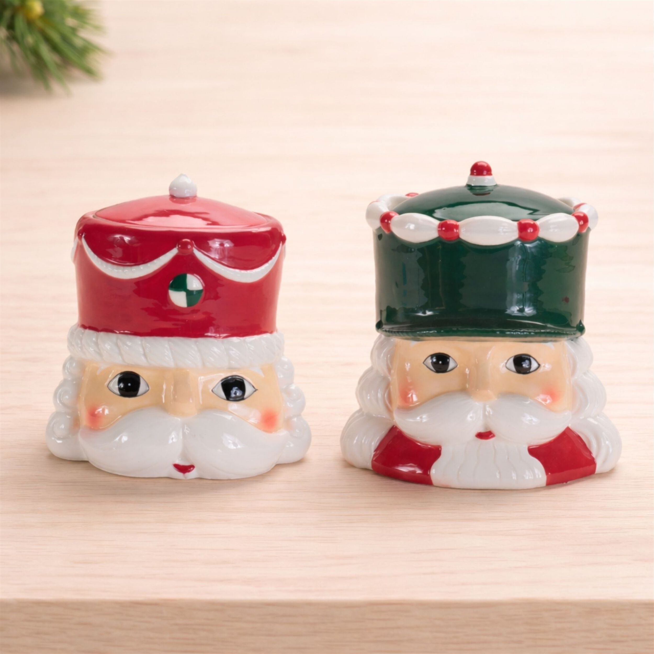 Ceramic Nutcracker Canister (Set of 2), WHITE RED GREEN, alternate image number 2