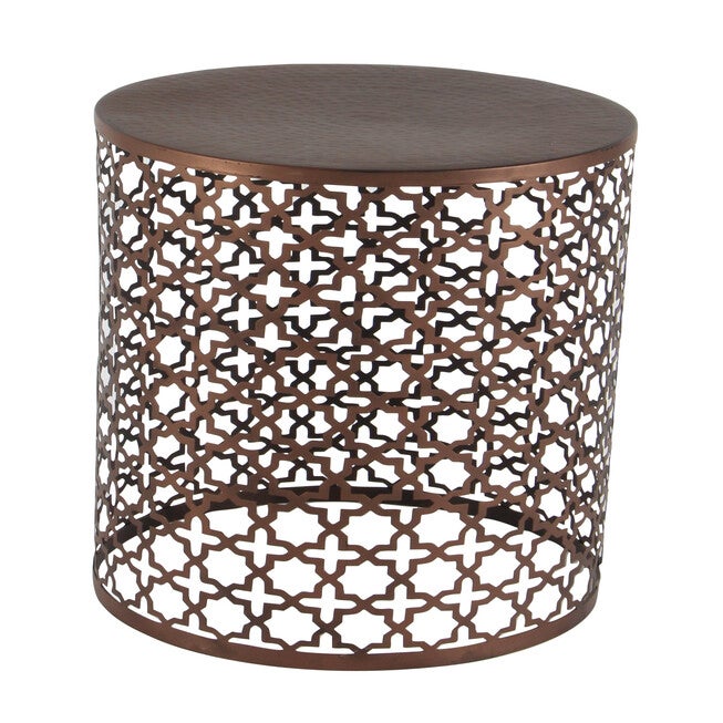 Set of 3 Brown Metal Industrial Accent Table, 20 inches, 18 inches, 16 inches, , on-hover image number null