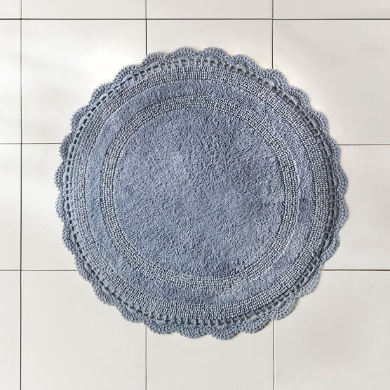 24&quot; Round Crochet Bath Mat, BLUE