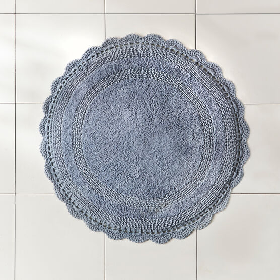 24&quot; Round Crochet Bath Mat, BLUE