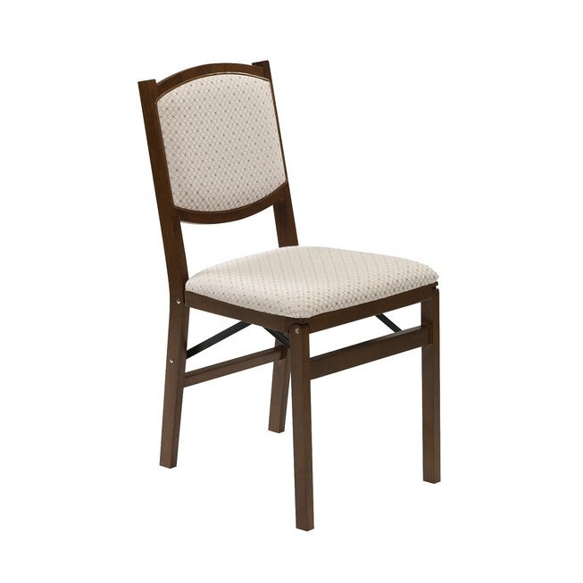 Contemporary Upholstered Back Wood Folding Chairs, Set Of 2, FRUITWOOD, hi-res image number 0