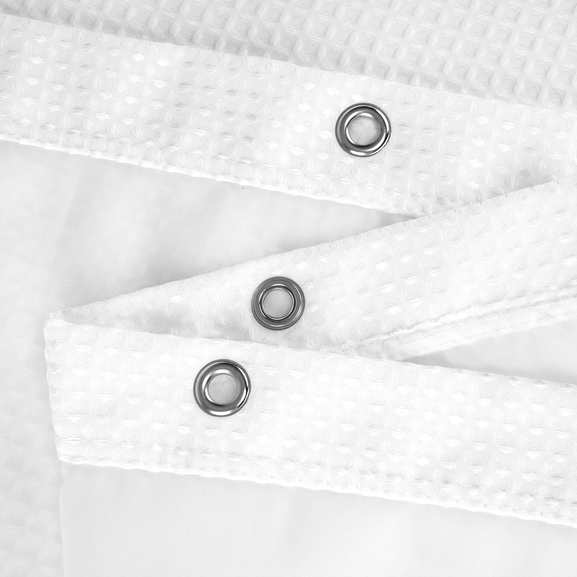 Dobby Waffle Shower Curtain with Snap-in Liner, Hooks included, WHITE, alternate image number 4