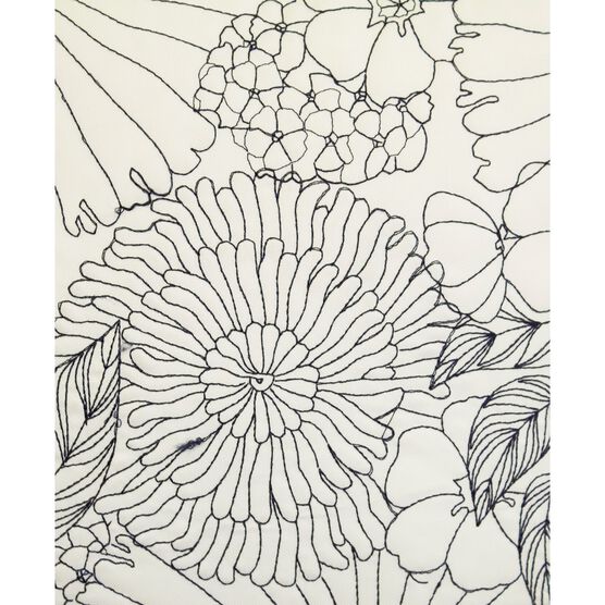Fine Line Embroidered Floral 18x18 Indoor Outdoor Decorative Pillow, , alternate image number null
