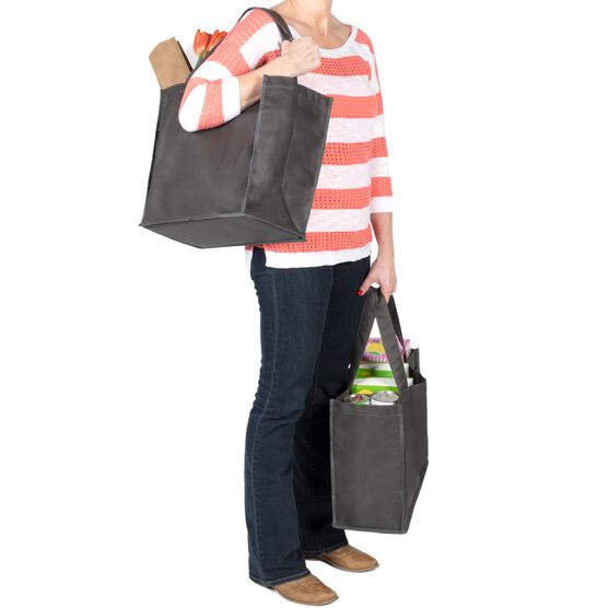 Wax Canvas Shopping Tote Bag, Charcoal, 50-Pound Capacity, , alternate image number null