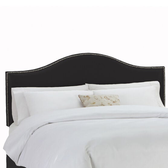 Queen Size Upholstered Curved Top Nail Button Border Headboard, 62"Lx4"Wx51"H, Queen Size Upholstered Curved Top Nail Button Border Headboard, 62"Lx4"Wx51"H,