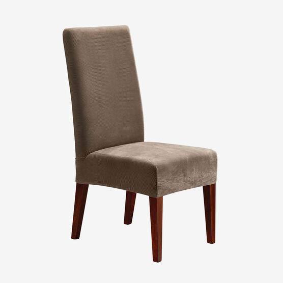 Stretch Pique Short Dining Room Chair Cover, TAUPE, hi-res image number null