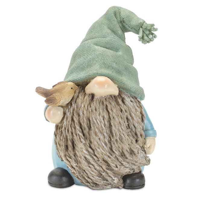Stone Garden Gnome Figurine With Bird And Lantern Accent (Set Of 4), , on-hover image number 1