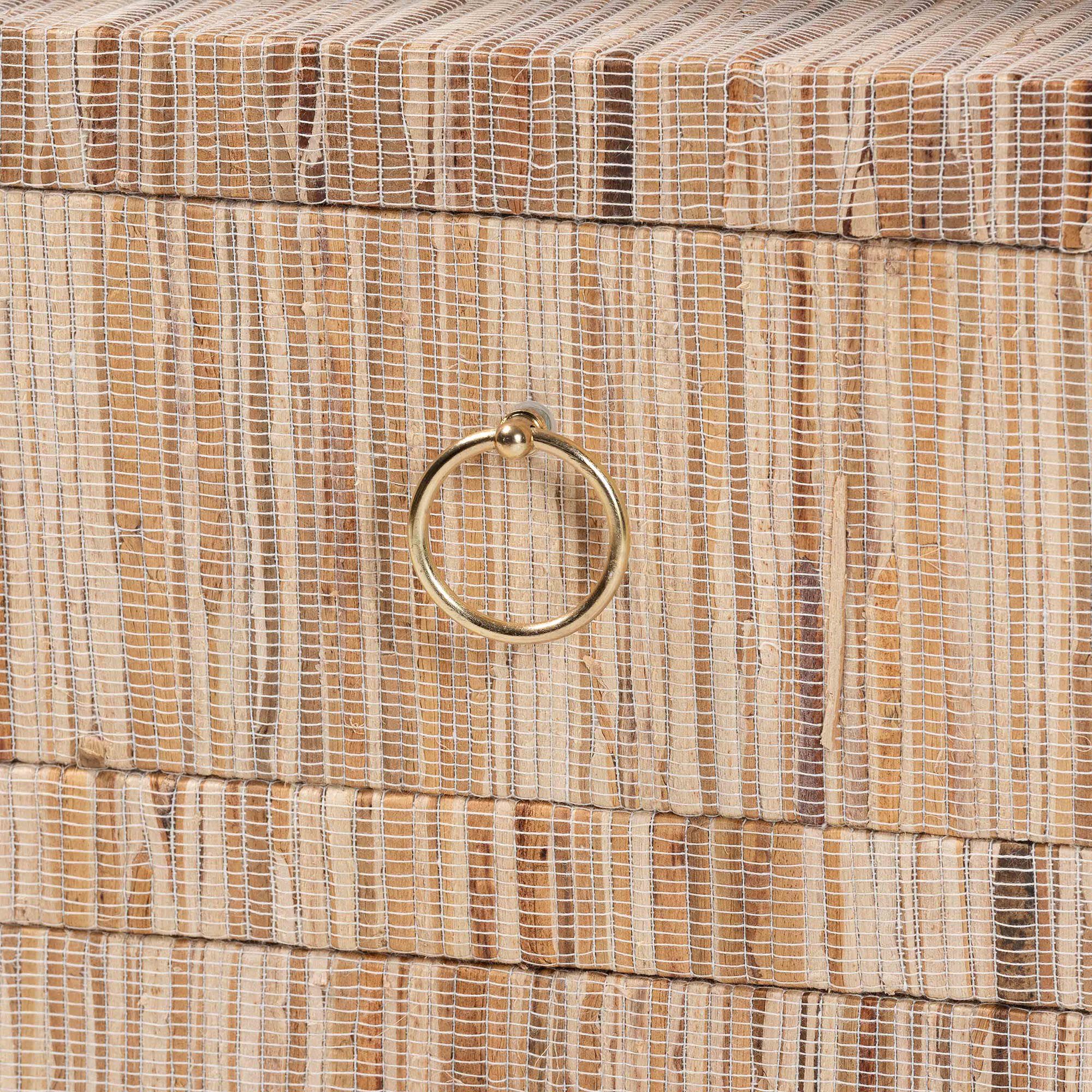 Paine Bohemian Woven Grasscloth 2-Drawer Nightstand, NATURAL, alternate image number 6