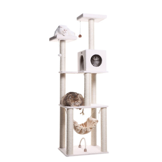 Classic 73" Real Wood Cat Tree Four Levels With Swing, Hammock, Condo, Perch, , on-hover image number null