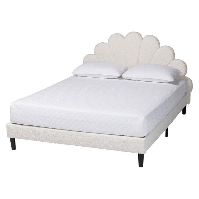 Albion Boucle Upholstered Platform Bed, CREAM, alternate image number null