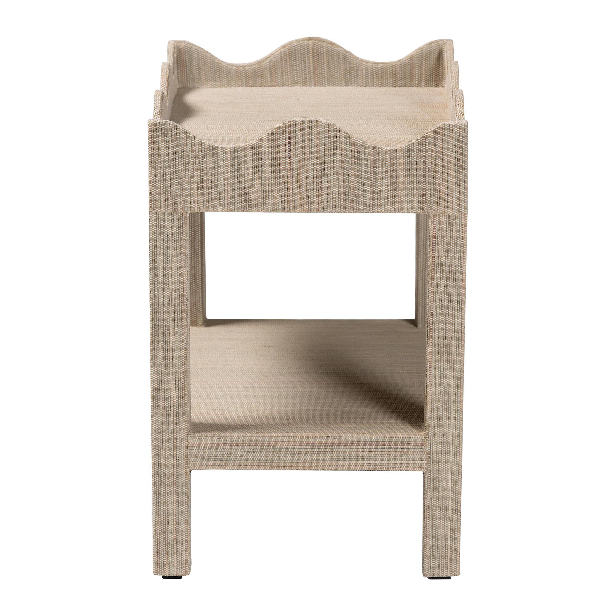 Sebastian Grasscloth Beige Scalloped End Table, BEIGE, alternate image number 3