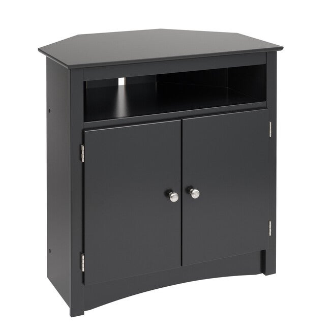 Tall Corner TV Cabinet, Black, , alternate image number 2
