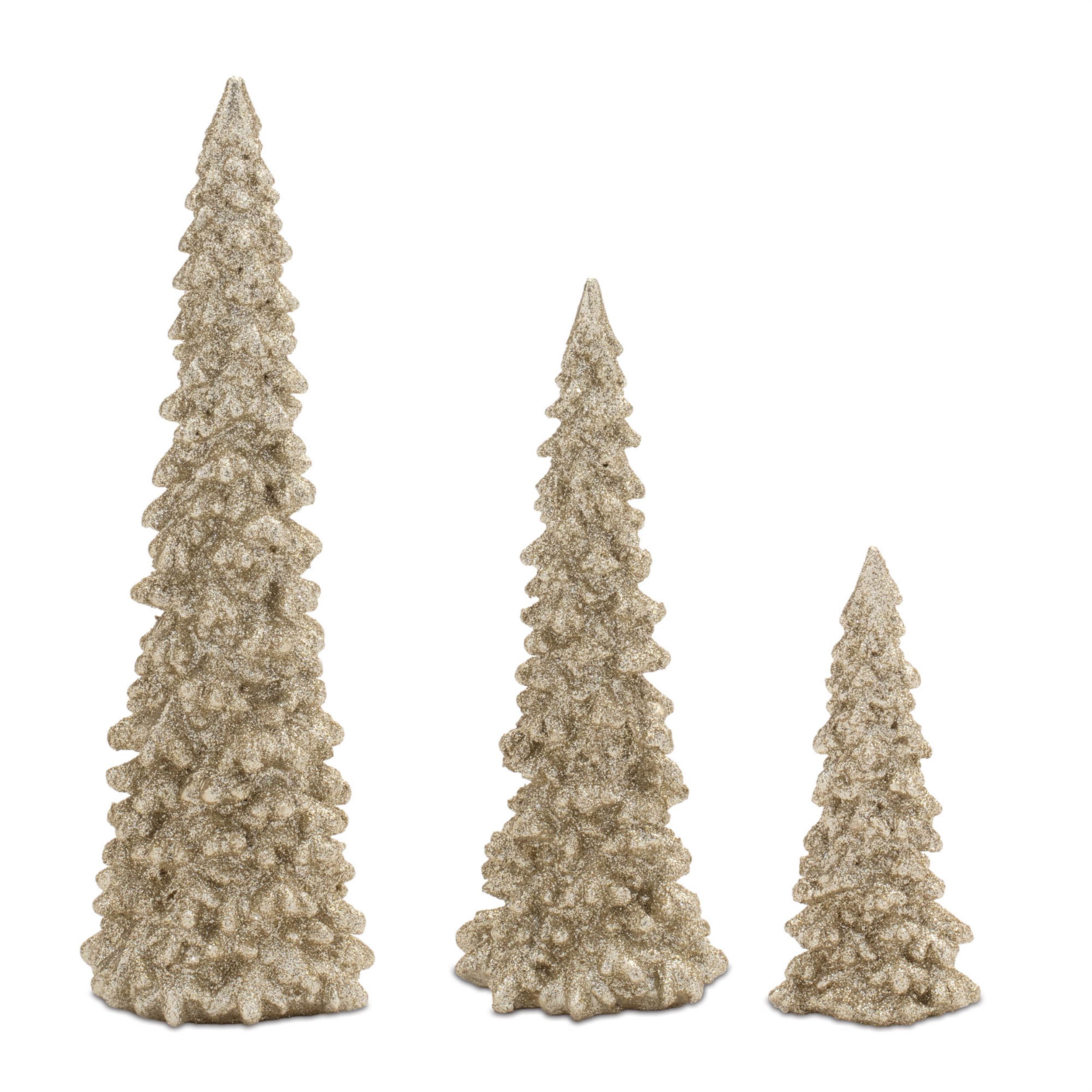 Glittered Pine Tree (Set of 3), GOLD, hi-res image number 0