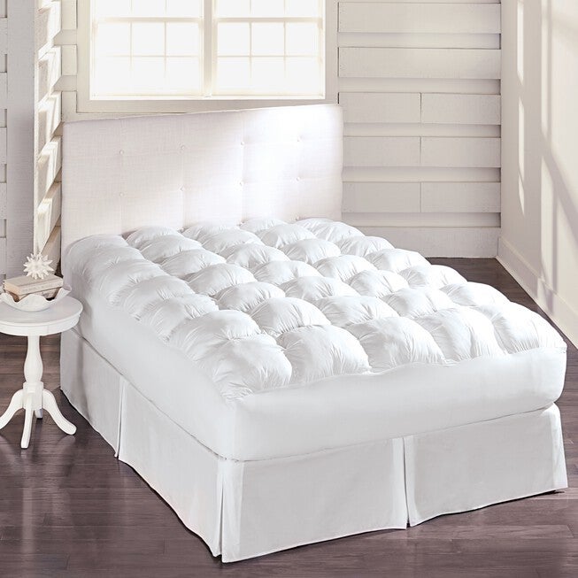 Deluxe Box Stitched Mattress Topper, WHITE, hi-res image number null