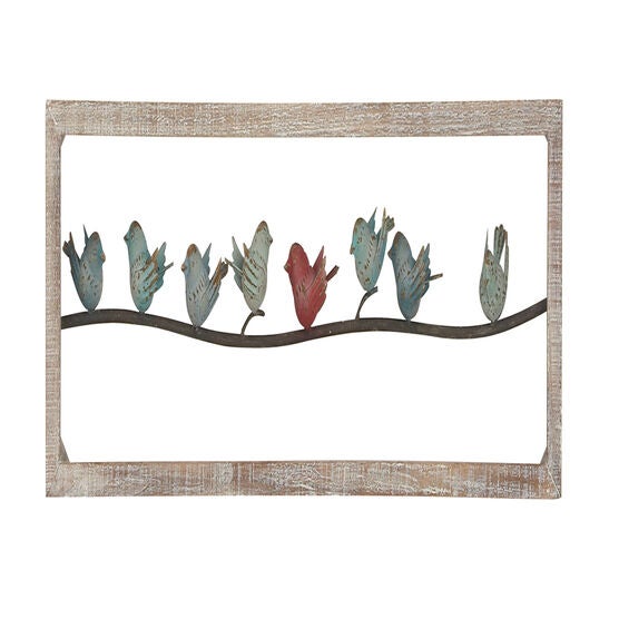White Wood Farmhouse Birds Wall Decor, , alternate image number null