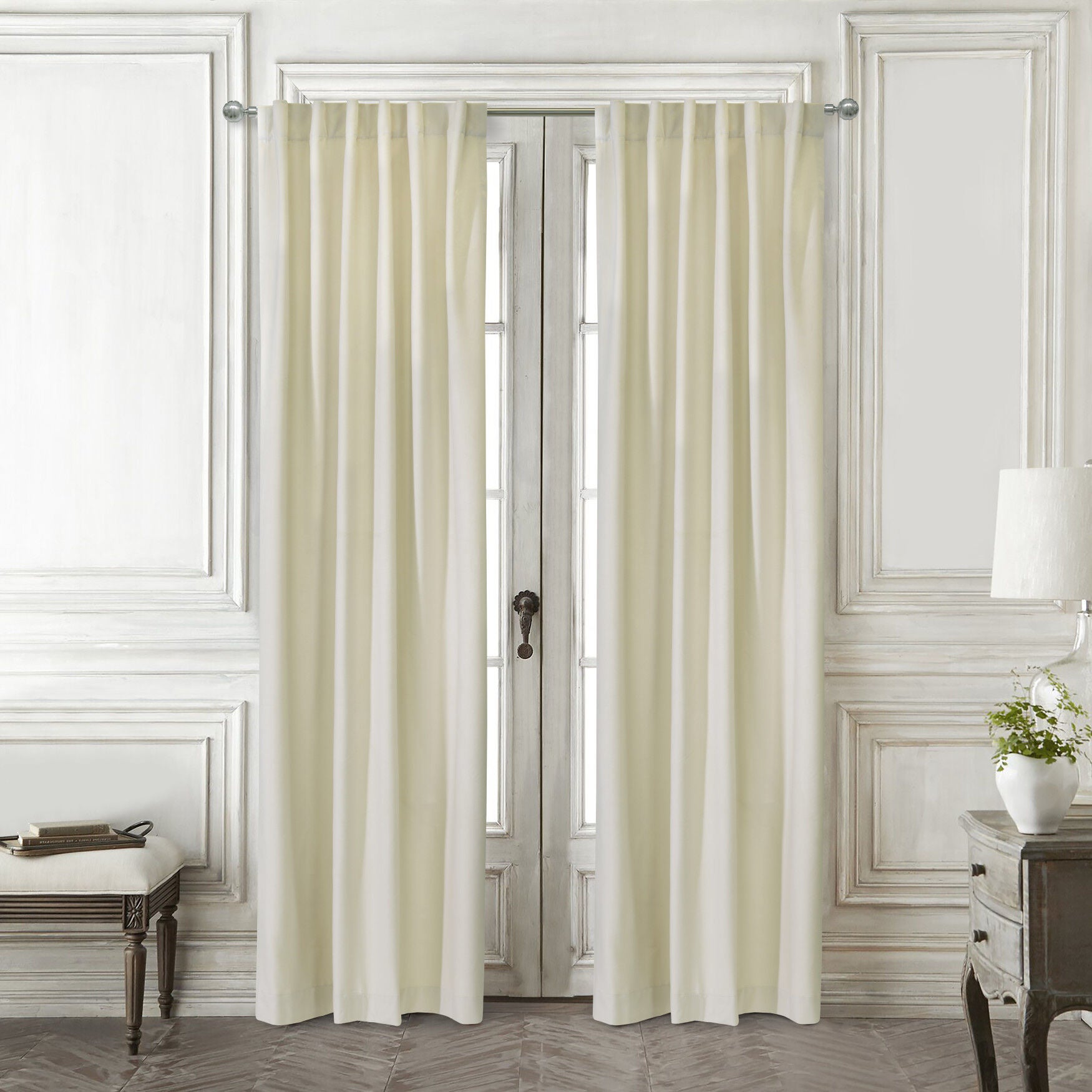 Seren Room Darkening Dual Header Curtain Panel, NATURAL, hi-res image number 0