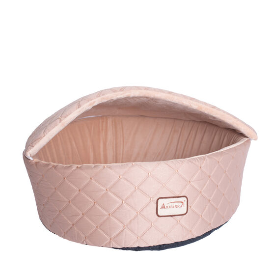 Cuddle Cave Cat Bed With Detachable & Collasible Zipper Top, Medium, Light Apricot, , alternate image number null