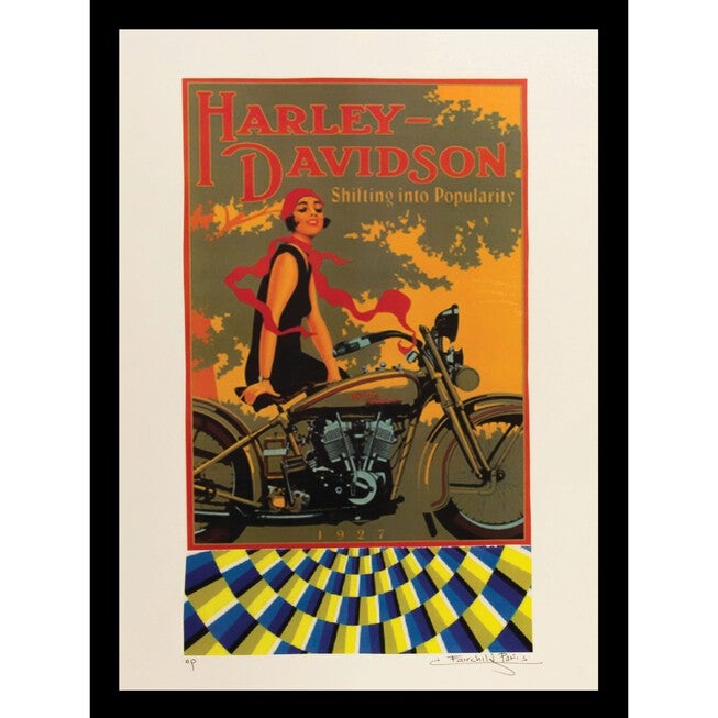 Vintage Harley Davidson Motorbike 14x18 Framed Print, ORANGE MULTI, hi-res image number 0