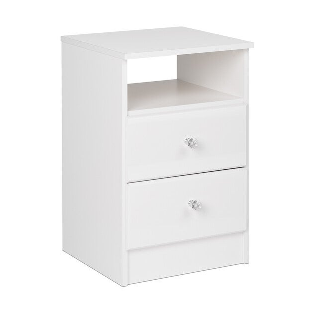 Astrid 2-Drawer Nightdstand with Acrylic Knobs, White, , on-hover image number null