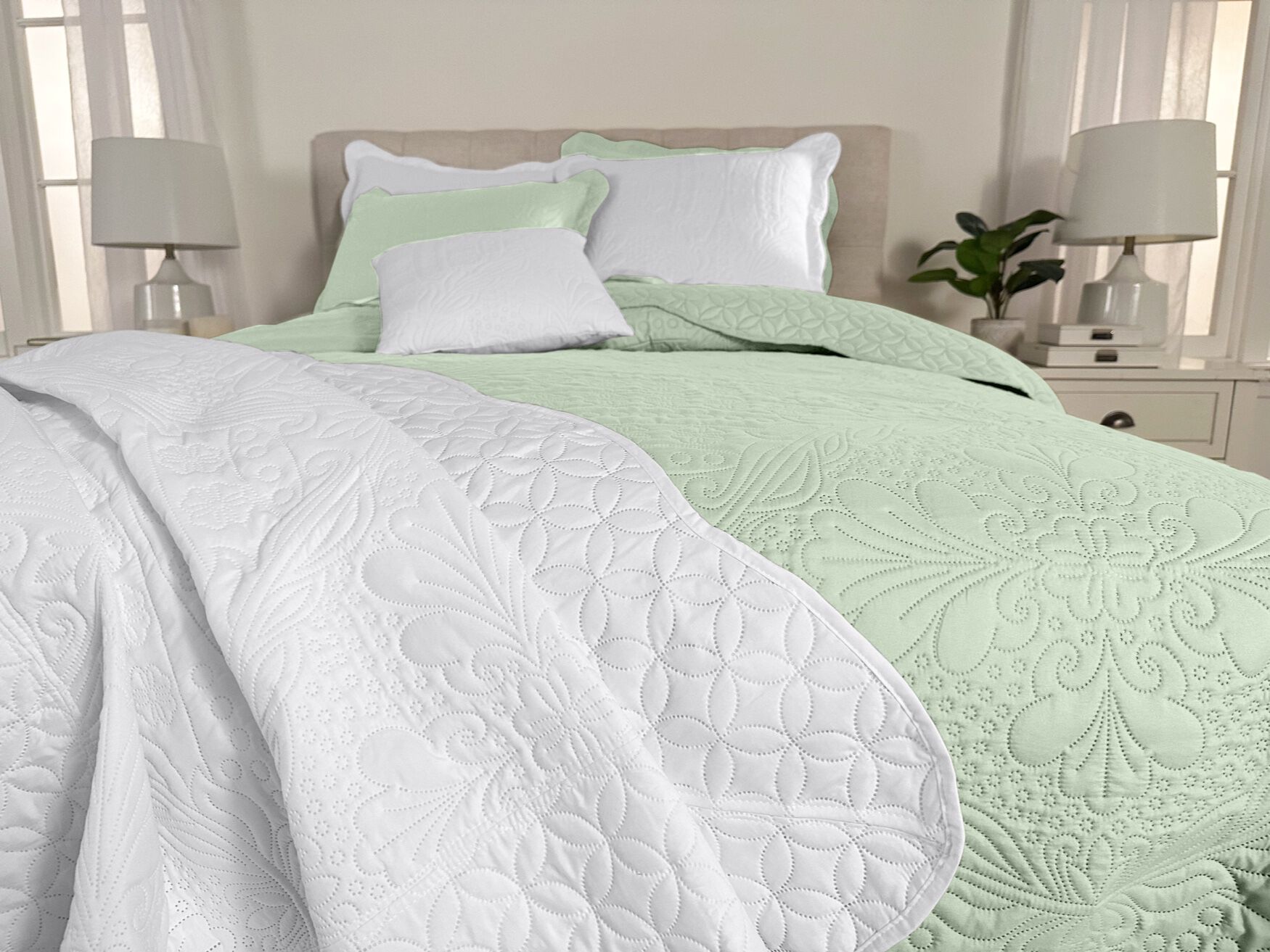 Lily Damask Embossed Bedspread Brylane Home