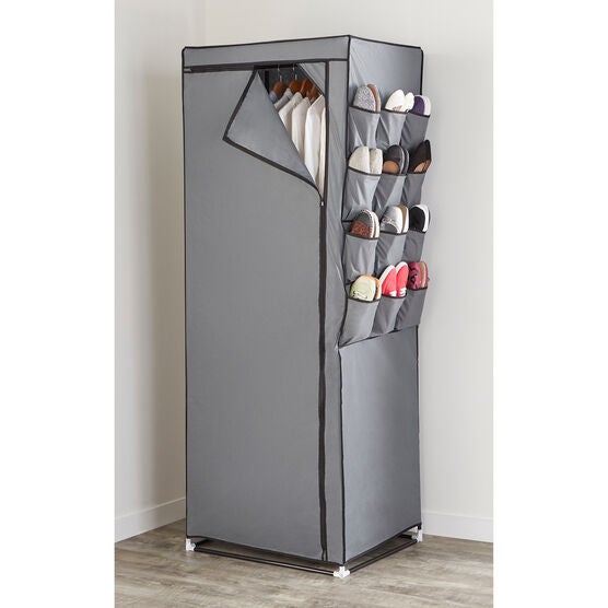 23&quot;D Oversized Single Wardrobe with Shoe Storage, GRAY