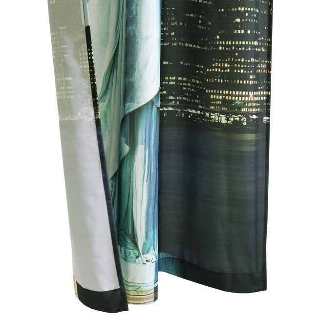 Photo Real Statue Of Liberty Light Filtering Pole Top Curtain Panel Pair, , alternate image number null