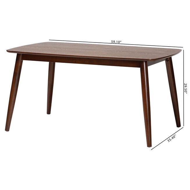 Flora Mid-Century Modern Black Finished Wood Dining Table, , alternate image number null