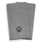 Embroidered Microfiber Pet Towel, Large, 2 Pieces, PAW SPA GREY, hi-res image number null