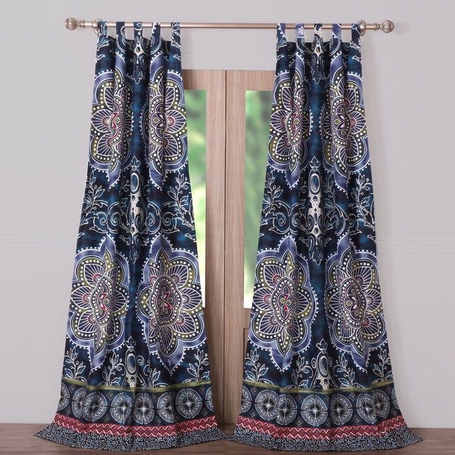 Twyla Midnight Curtain Panel Pair , MIDNIGHT, hi-res image number 0