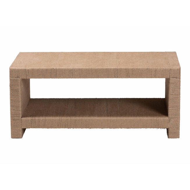 Adaya Handwoven Jute Coffee Table - Rectangular Living Room Center Table with Open Shelf Storage, BROWN, alternate image number 2