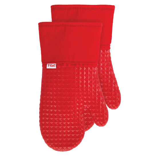 Waffle Silicone Oven Mitts, Set Of 2 Oven Mitt, RED, hi-res image number null