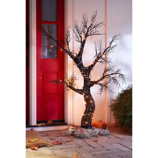 4' Spooky Halloween Tree, BLACK, hi-res image number null
