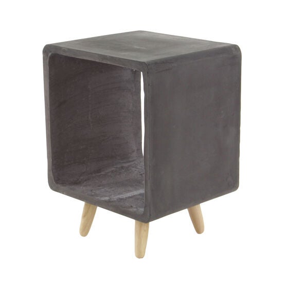 Black Fiber Clay Industrial Outdoor Accent Table, BLACK, hi-res image number null