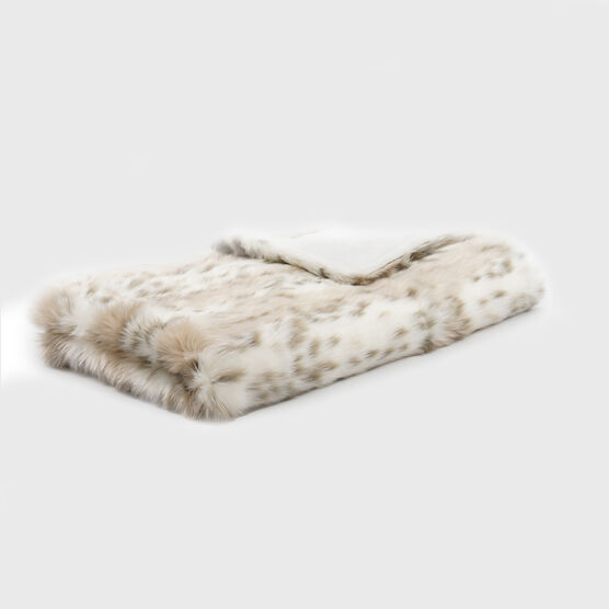 SNOW LEOPARD FAUX FUR THROW, TAN, hi-res image number null