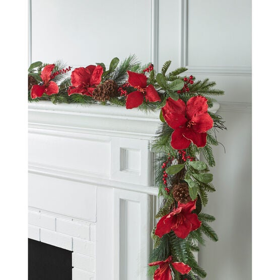 Amaryllis 6&apos; Garland, RED