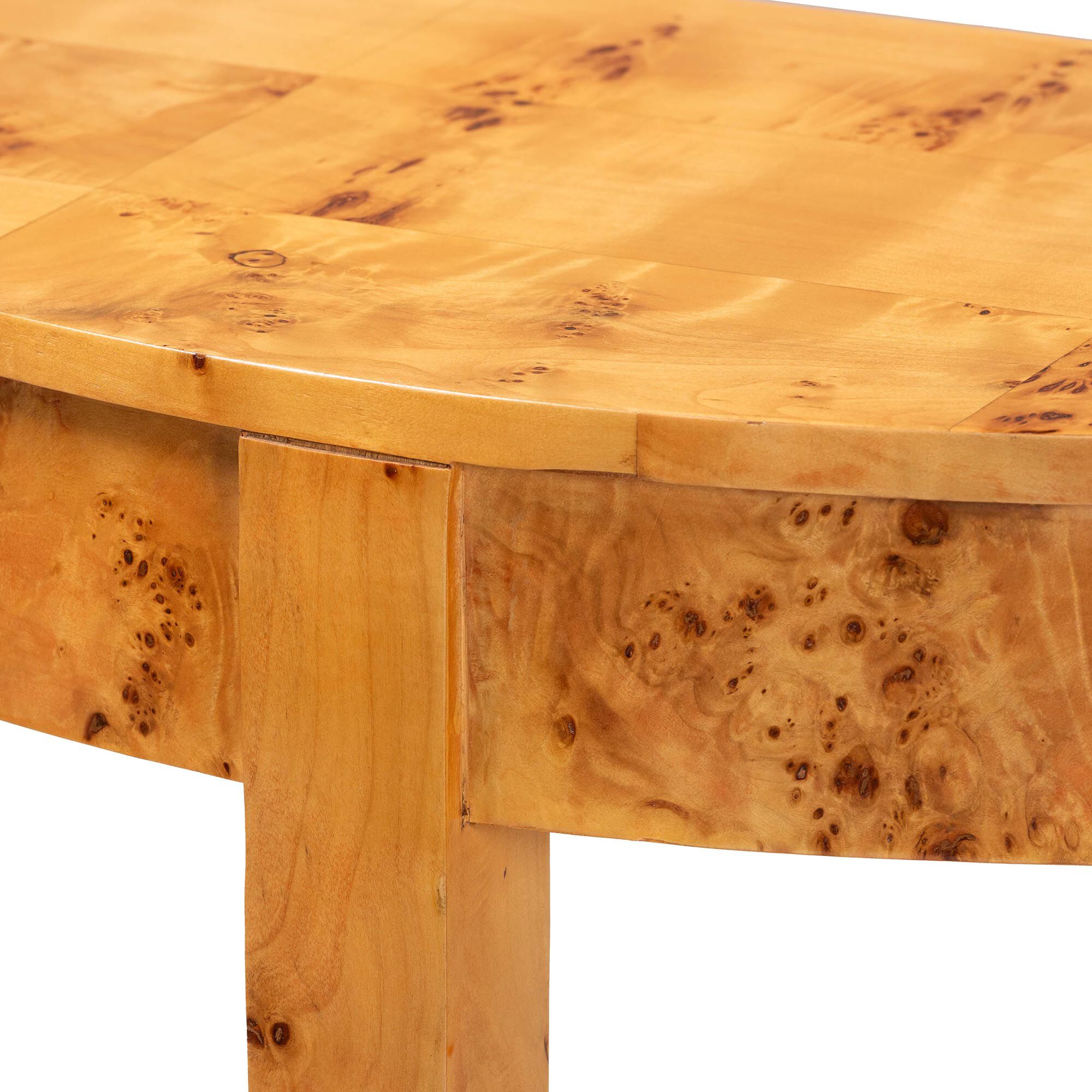 Jihan Modern and Contemporary Natural Real Burl Wood Half-Moon Console Table, LIGHT MAPPA BURL, alternate image number 5
